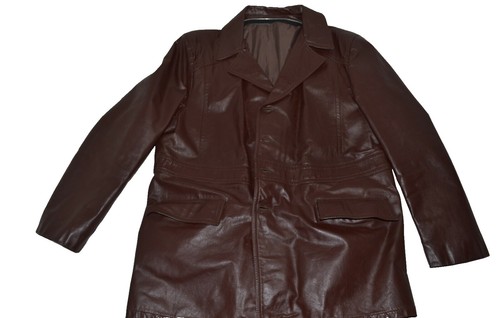 MENS VINTAGE CHOCOLATE BROWN LEATHER CAR COAT/JACKET SZ L | eBay