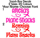 PERSONALISED SNACK BOX NAME STICKER VINYL LABEL DECAL TRAVEL SWEETS HOLIDAY KIDS