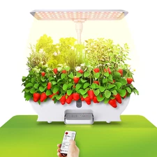 9 Pod Hydroponics Growing System with Remote, Height Adjustable and Water Outlet