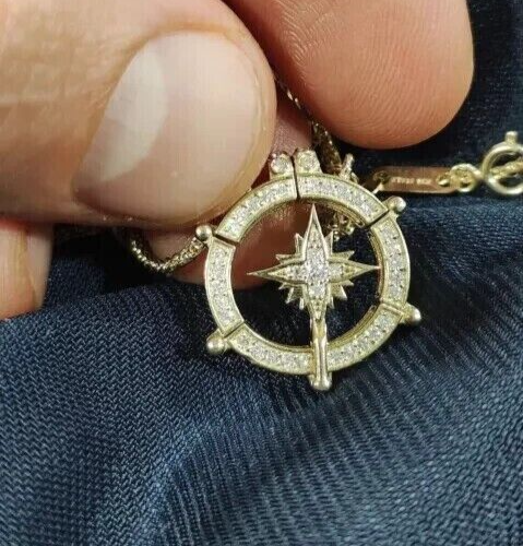 2.0 Ct Round Cut Moissanite  Round With Bethlehem Pendant 14K Yellow Gold Plated