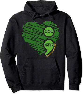 You Matter Semicolon Heart Mental Health Awareness Unisex Hooded Sweatshirt