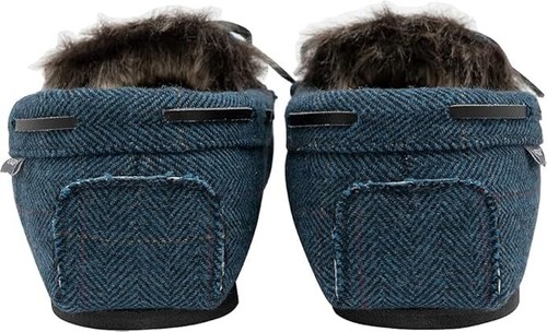 Dunlop Mens Moccasins Slippers Loafers Faux Fur Rubber Sole Memory Foam - Picture 40 of 41
