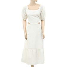 Free People Eyelet Embroidered Midi Dress Tiered Criss Cross Cotton S 250381