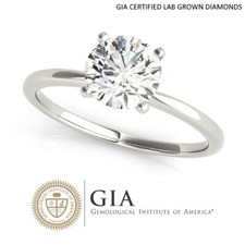 1.00 Carat Genuine Lab Grown Diamond Ring in Gold G SI1 GIA CERTIFIED