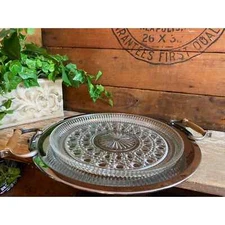 Vintage Silver and Glass Serving Tray | ATAPCO | Mid Century Modern