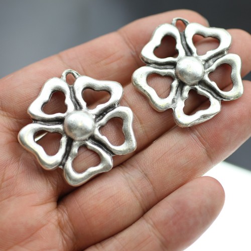 5 Blüten BlumenAnhänger Ethno Style Antik Silber Metall DIY Schmuck Zubehör - Picture 5 of 6