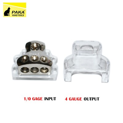 0 Gauge Input Distribution Block THREE 4 Gauge Output Car Audio In Out AWG 12 V
