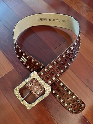 BB Simon Swarovski Leather Brown Belt XL