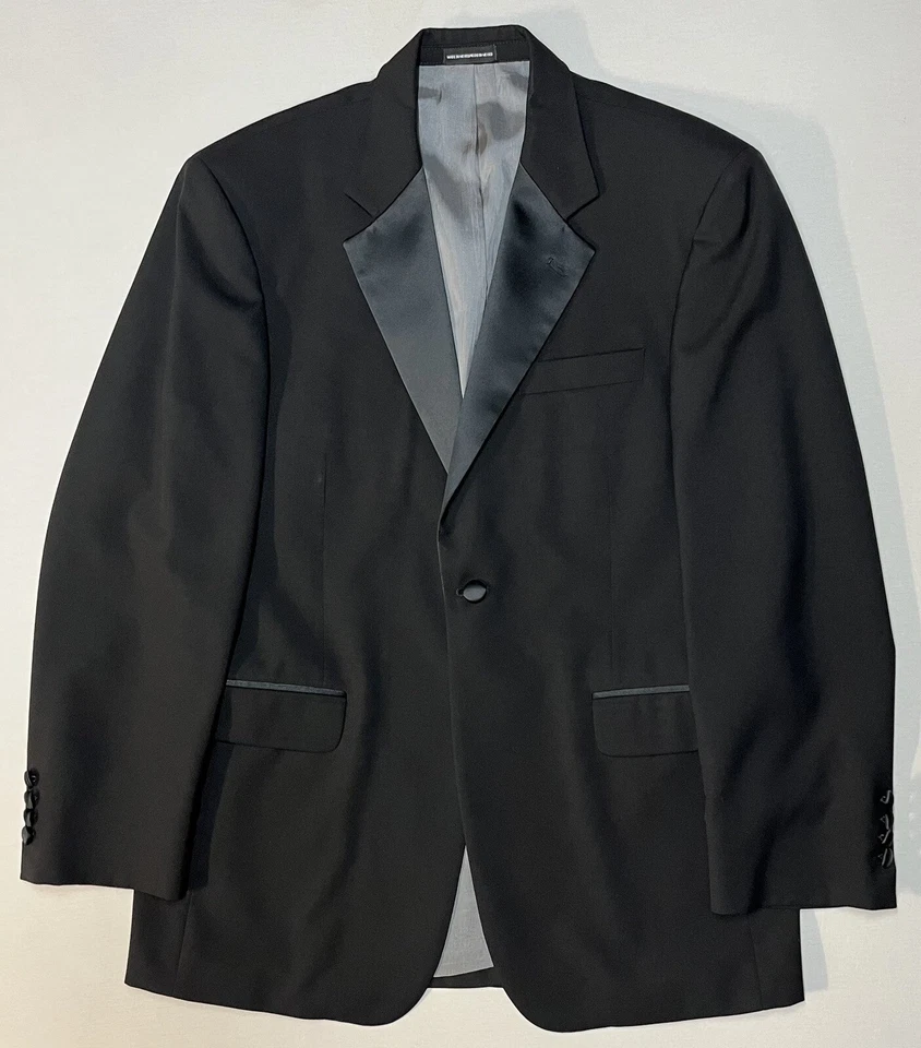 Stafford Black Tuxedo Jacket 100% Wool Sz 38R Classic Fit Single Vent EUC Formal - Image 2 of 4