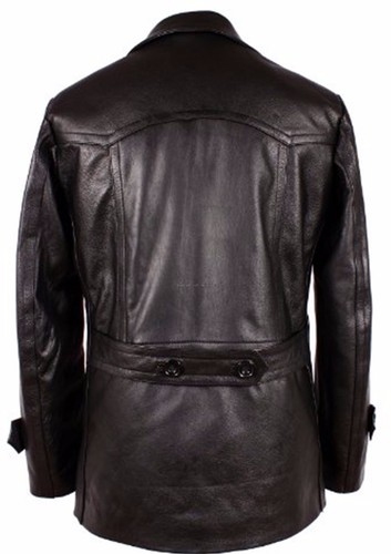 German Submariner WW2 Vintage Men's Black Real Leather Jacket/Coat - Picture 2 of 3