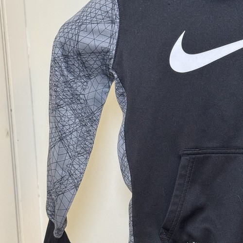 Nike Dri-Fit Boys Size Medium 5-6 Yrs Hoodie Pullover Black & Gray - Picture 2 of 5