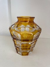 Vase, Art Deco, Überfangglas, Kristall, Bernstein Farbe, Haida Boehmen