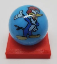 Woody Woodpecker 1" Blue Glass Logo Marble w/ Colored Stand