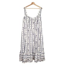 Reformation Maegan Linen Floral Midi Sundress Smocked Blue White Plus Size 18