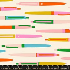 1/4 Yard 9x42 Ruby Star Society "Trinketry" Pens Natural Quilt Cotton