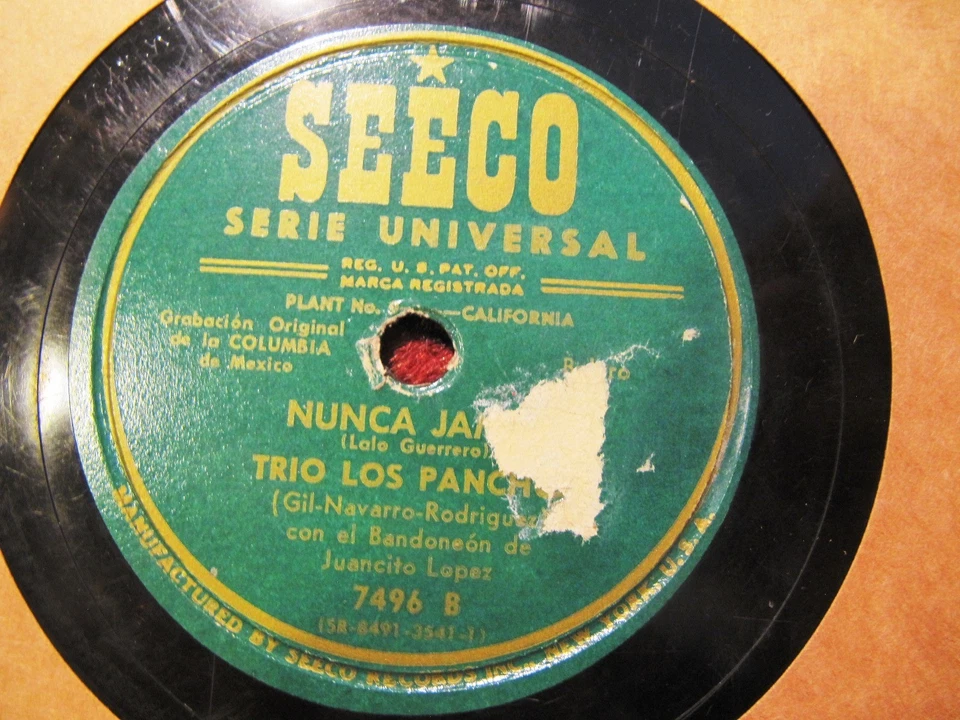 Latin TRIO LOS PANCHOS Juancito Lopez BANDONEON Epinita Porro/ Nunca SEECO 7496 - Image 3 of 3