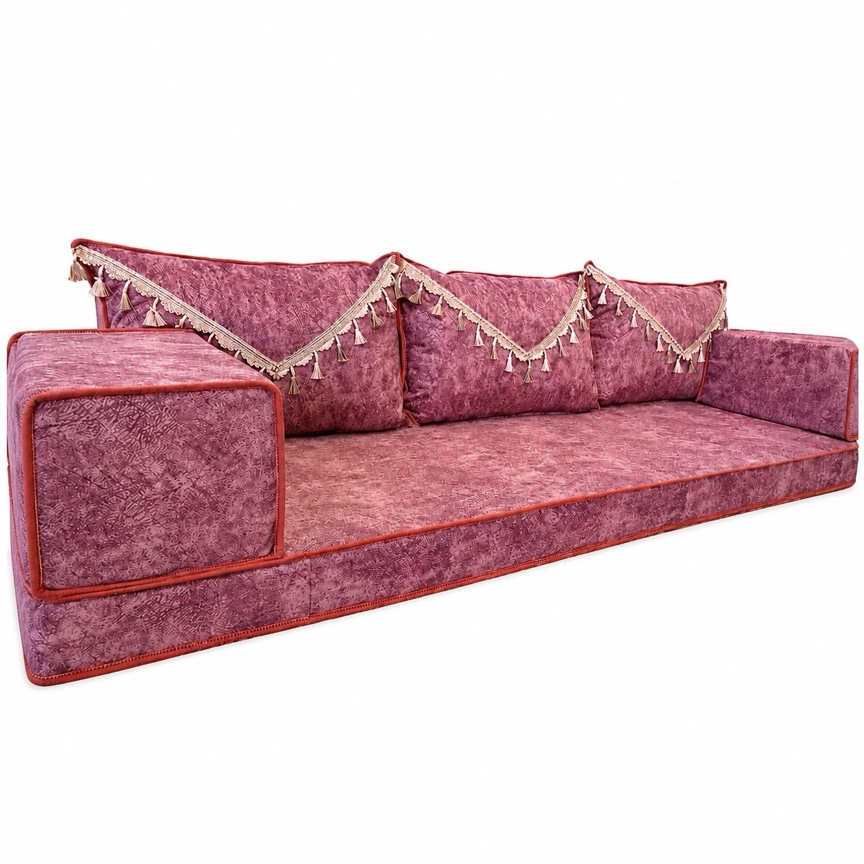 Pink Bohemian Floor Cushion Set Arabic Majlis Seating Moroccan Floor Sofa