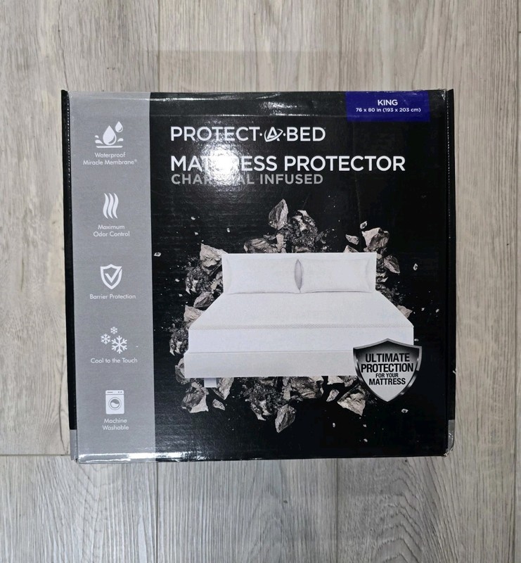PROTECT A BED Charcoal Infused Mattress Protector KING New