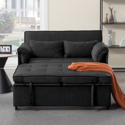New 46'' Loveseat Sleeper Sofa Bed Fold Out Twin Bed 5 Reclining Angles Velvet