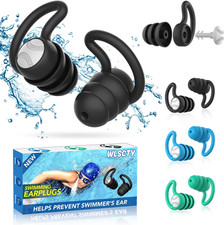 Swimming Ear Plugs Waterproof Earplugs - 3 Pairs Silicone Swim Ear Plugs for Adu