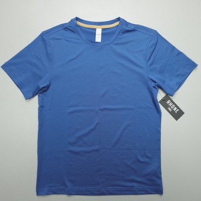 Rhone Backspin Performance SS Tee Size S Blue Athletic Fit Goldfusion Anti Odor