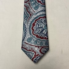 The Men's Store Paisley Necktie Blue Burgundy Gray Polyester USA Made