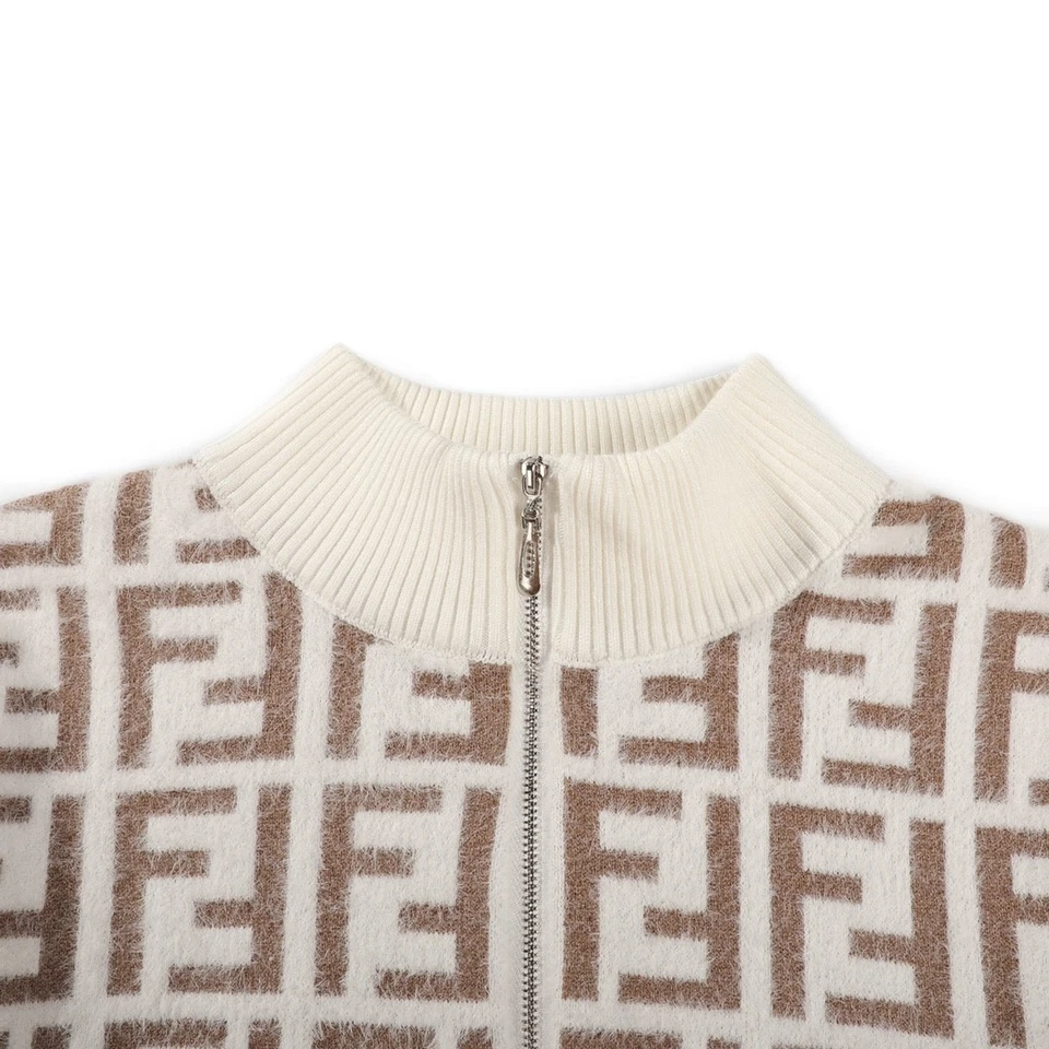 Fendi Jacquard Manga Larga Cárdigan Suéter Foto 3 de 4