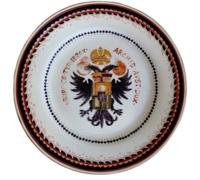 Antique Cabinet Plate Porcelain Chinese Export Armorial Archduke of Austria RARE