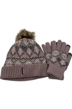 MUK LUKS Women's Heat Retaining Fair Isle Hat/Gloves Set Light Purple