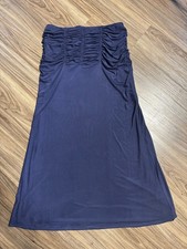 Maeve Ruched Yoke Column Maxi Skirt Size M Navy NWT