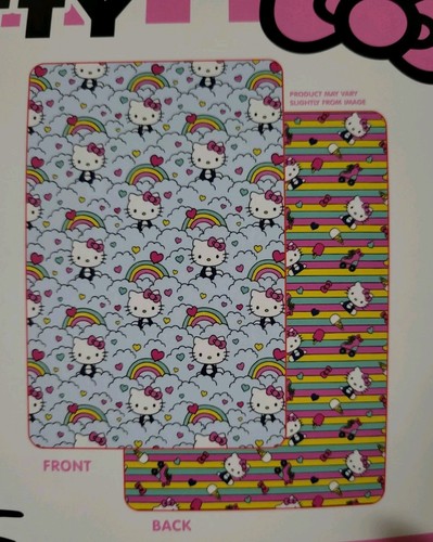 White Sanrio Hello Kitty Rainbow Cloud Twin Quilted Blanket - 60in x 90in - NWT - Picture 3 of 10