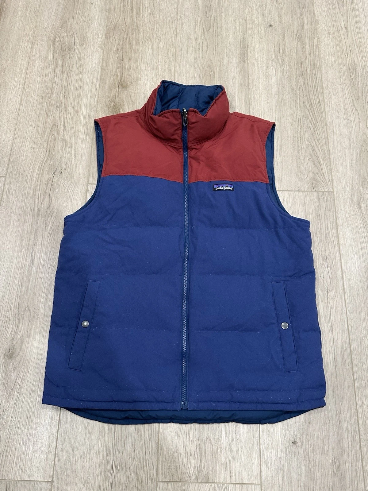 Patagonia Bivy Vest Adult Medium Blue Red Down Reversible Puffer Jacket Outdoor