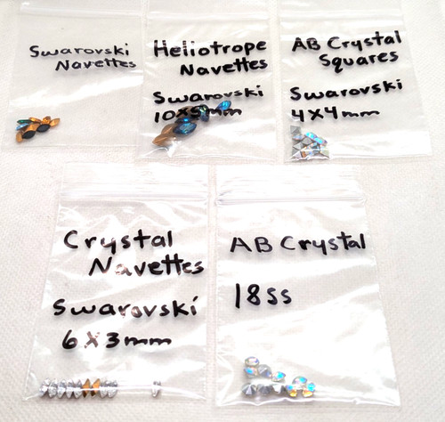 4 Bag Swarovski Assortment Crystal Squares Heliotrope Navettes AB Crystal