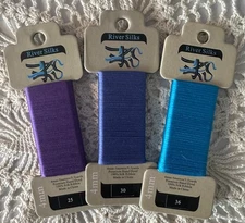 4mm River Silk Ribbon - Shades of purple/blue