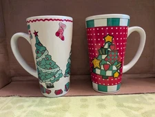 FOUR STAR STONEWARE HOLIDAY THEMED TALL MUGS(2)
