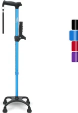 Quad Cane, Walking Cane for Men & Women with 4 Pronged Base for Seniors & Adults