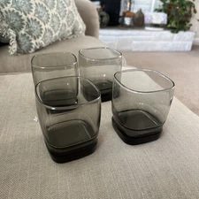Libby Glass CArrington Smoke Double  3 3/4 Glass Lot Of 4