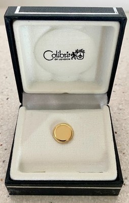 Colibri of London Gold Tone Round Tie Tack in Original Box