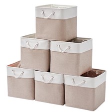 12 x 12 Inch Cube Storage Bins, 6 Pack Large Collapsible Fabric Storage Bin w...