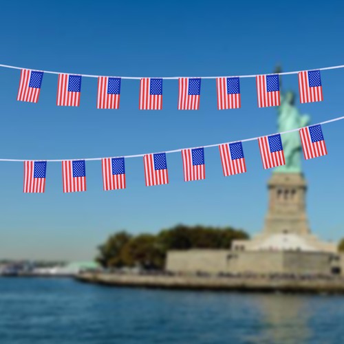 7 M Amerikanische Flagge Schleppt Patriotische Wimpelkette Partydekoration - Bild 2 von 11