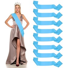 Satin Sash, Blank Sash Pageant Ribbon for Party Wedding 8 Pack  Light Blue