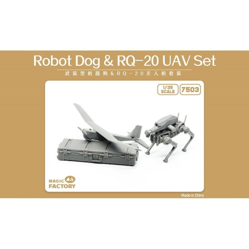Magic Factory 1:35 3D Printed Robot Dog & RQ-20 UAV Set Military Kit MF7503