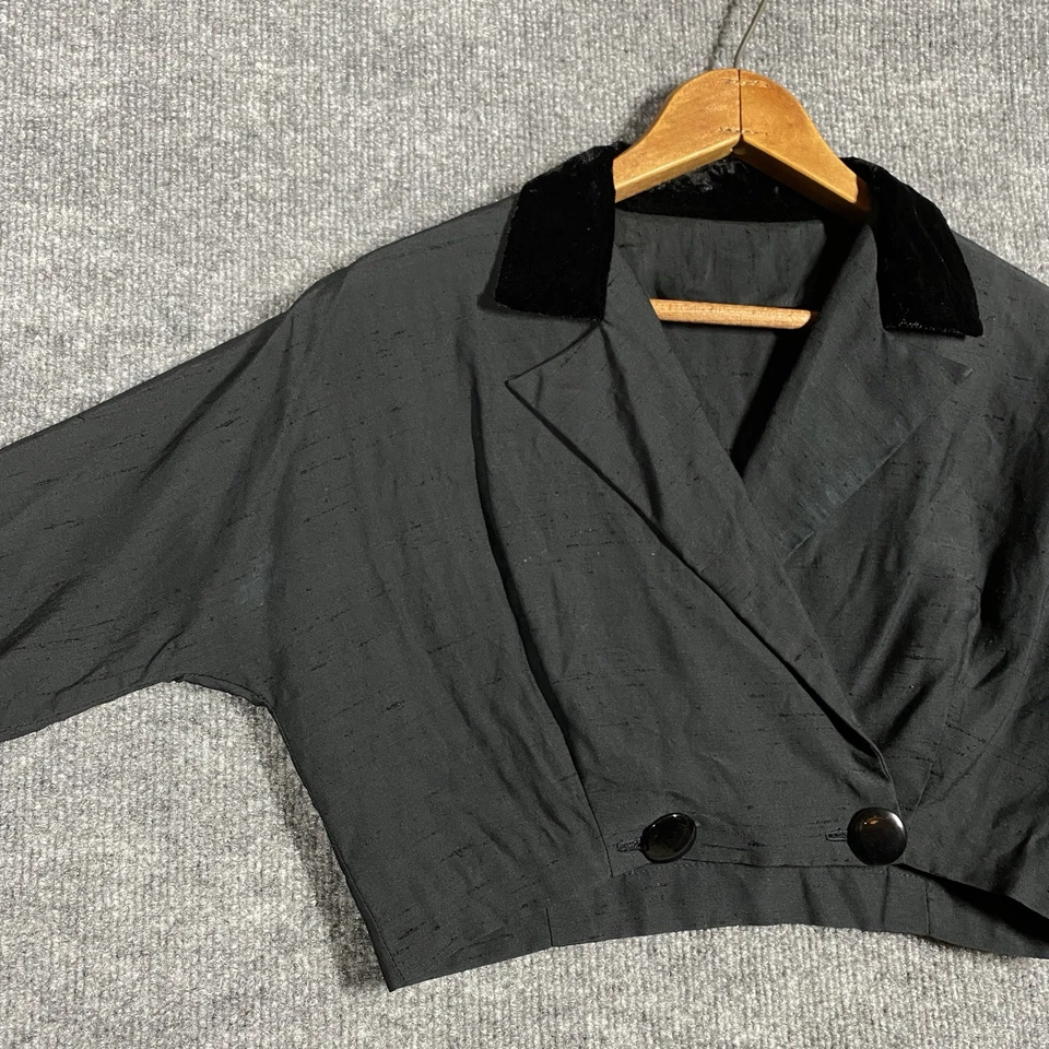 Blusa Camisa Top Vintage Años 40 50 Rockabilly Recortada Mujer Pequeña Terciopelo Negro Foto 3 de 4