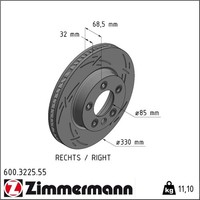 Zimmermann 600.3225.55 Bremsscheibe FüR Porsche VW Touareg Cayenne 7P5 7P6 7LA