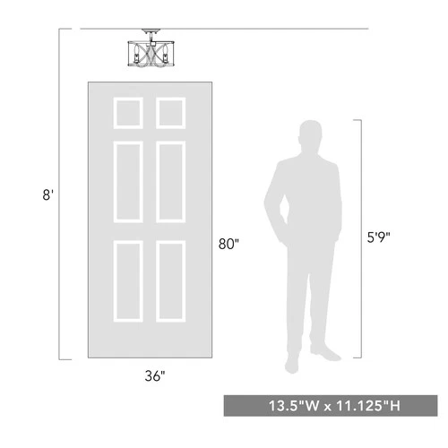 Golden Lighting 0890-SF Alcott 3 Light 14"W Semi-Flush Ceiling - Off White - Picture 2 of 4