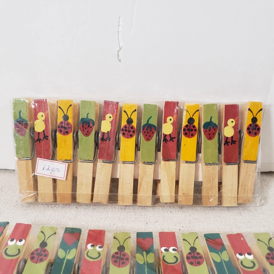 Pinza para ropa de madera pintada a mano 24 piezas Ladybug rana flor pato decoración artesanal fruta_barbacoa Foto 2 de 4