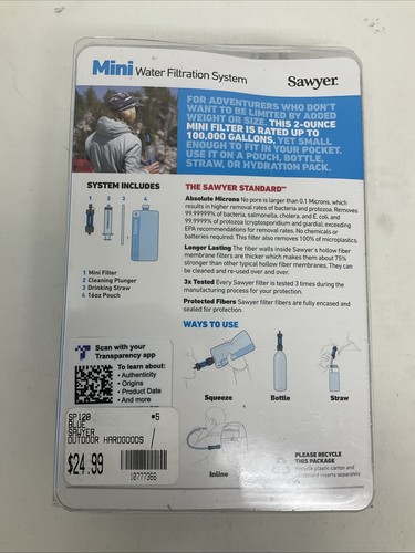 Sawyer Products Mini Water Filtration System Filter SP128 Survival Prepper. - Picture 2 of 2