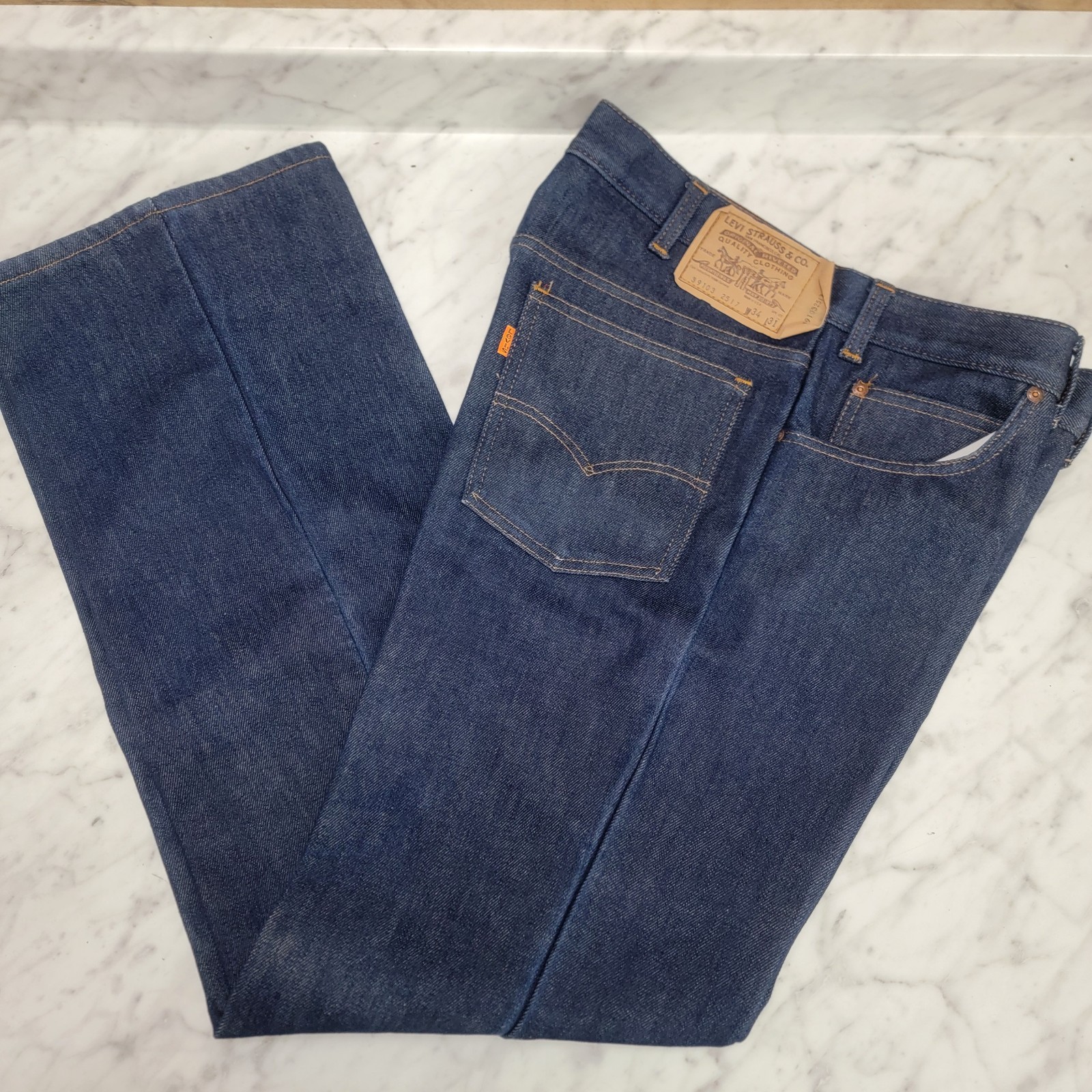 Mens 34x31 Red Fleece Lined Dark Wash 39103 2517 Usa