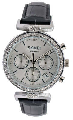 SKM - DAMENUHR - CHRONOGRAPH - STOPPUHR - DATUM - LEDER - DAMEN -  38MM - NEU