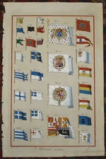 Nautica Bandiere Marina Diderot flags engraving incisione stampa gravure navy